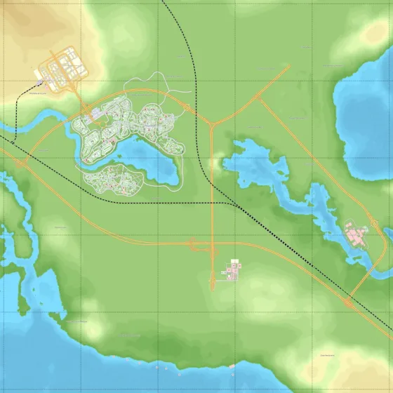The city wraps around the lake and new neighbourhoods appear to the east and south-east.