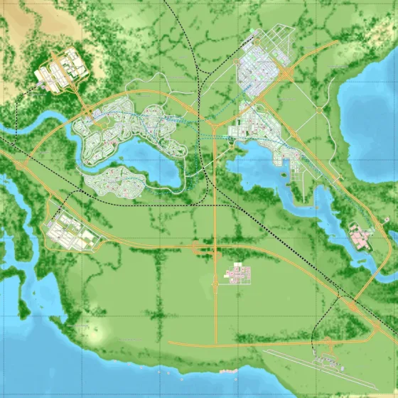 New streets and neighbourhoods extend the city to the south-east and south-west.