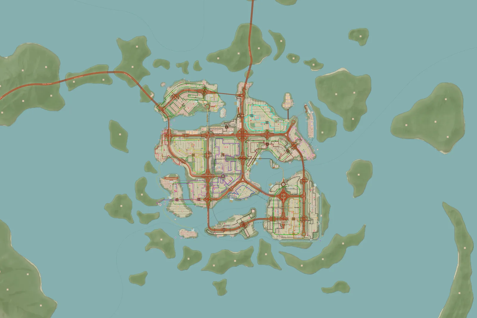 Island Hopping in the Day theme: a city spread across islands