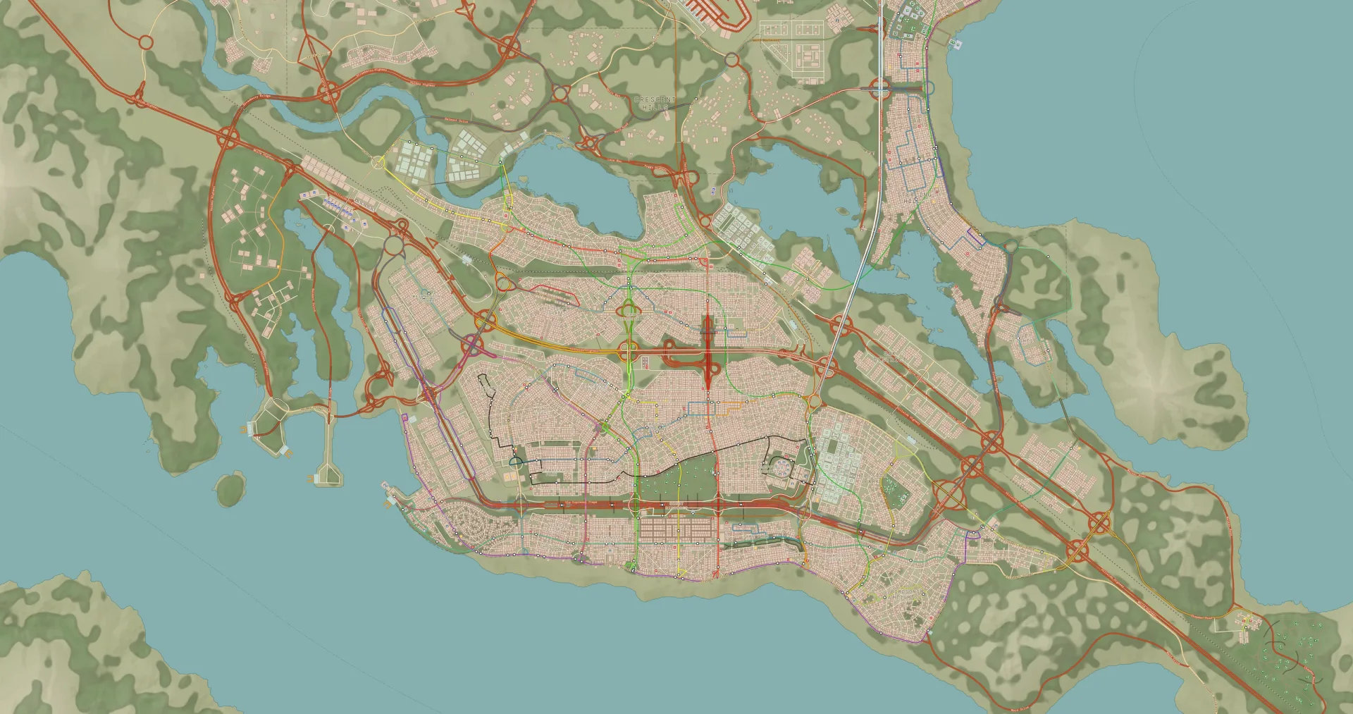 Costa Tijuca in the Day theme, every layer, transit lines included