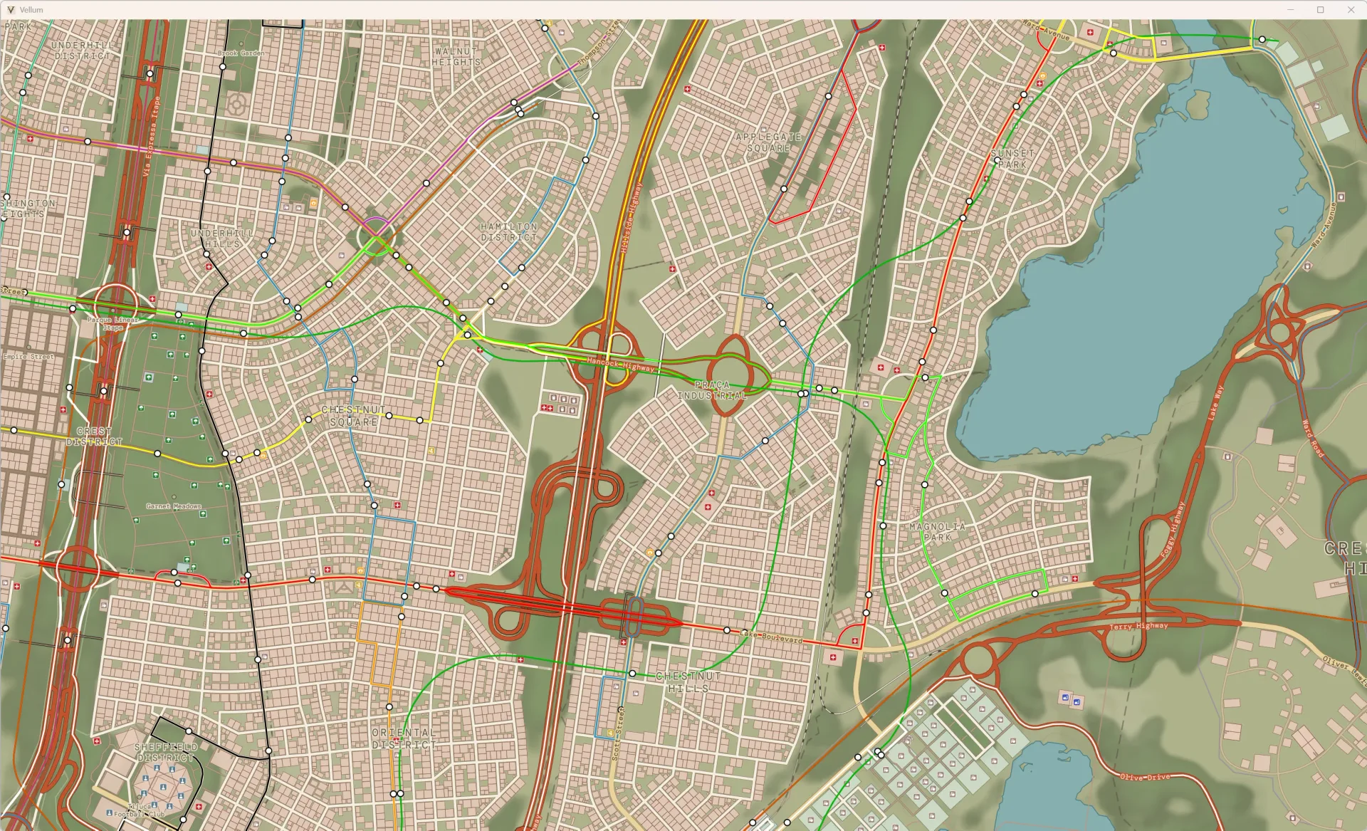 Costa Tijuca full screen in clean mode: the map without any interface