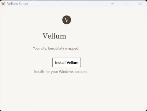 The first screen of the Vellum installer on Windows